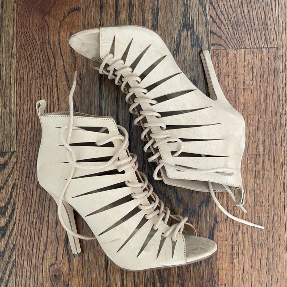 Nude Cut Out Open Toe Heels